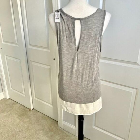 NWT J. Crew Gray and Cream Layered Tank Top Size Large - Picture 3 of 5